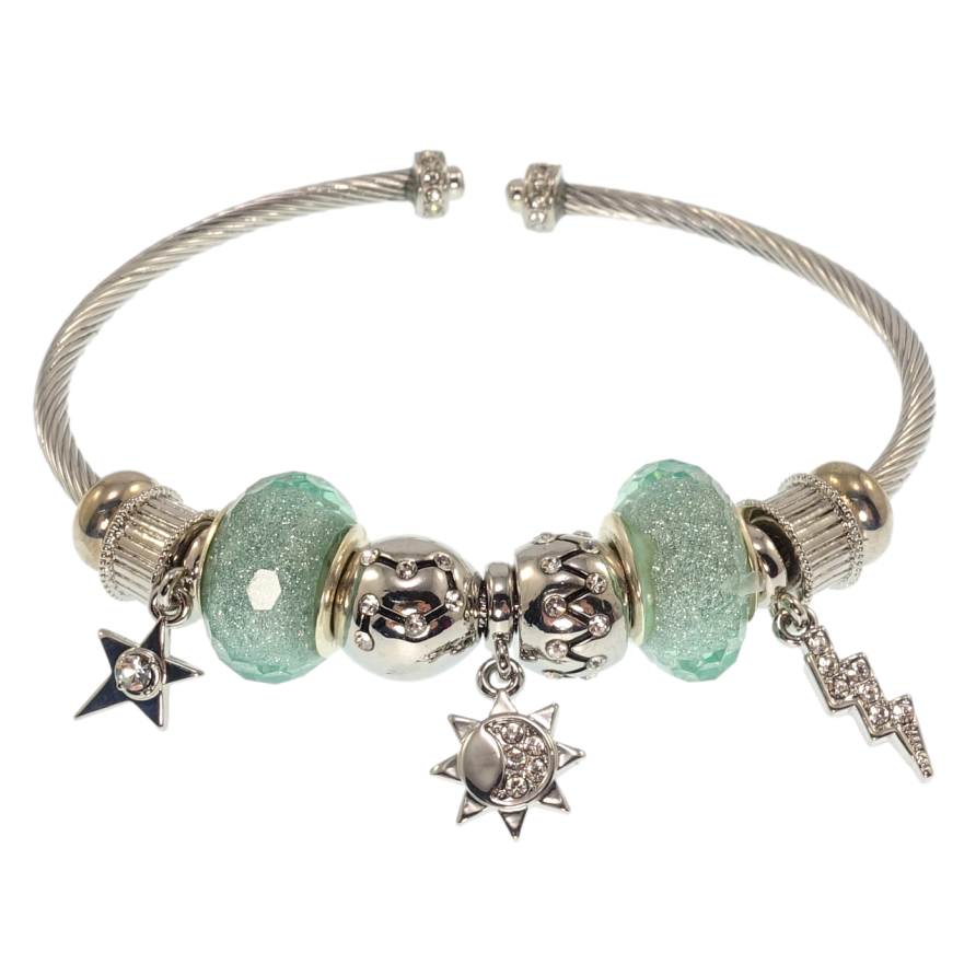 Браслет Xuping QQMM Родій У стилі Pandora Жорсткий браслет з декоративними намистинами ø 6см фото №1 Браслет Xuping QQMM Родій У стилі Pandora Жорсткий браслет з декоративними намистинами ø 6см фото №1