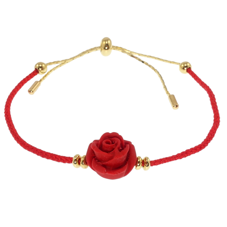 Браслет Xuping Позолота 14K Красный шнур с вставкой роза размер на затяжке 11-22см х 1мм фото №1 Браслет Xuping Позолота 14K Красный шнур с вставкой роза размер на затяжке 11-22см х 1мм фото №1