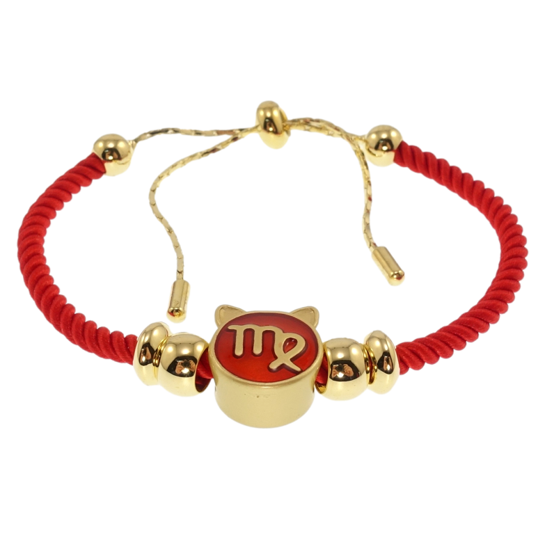 Браслет Xuping Позолота 14K Красный шнур с бусиной Знак Зодиака Дева размер на затяжке 12-21см х 3мм фото №1 Браслет Xuping Позолота 14K Красный шнур с бусиной Знак Зодиака Дева размер на затяжке 12-21см х 3мм фото №1