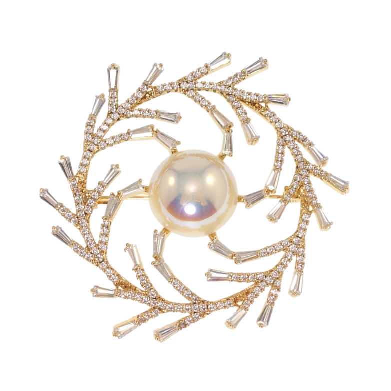 Брошь-кулон Xuping Позолота 18K Інкрустація цирконієм із перлиною фото №5