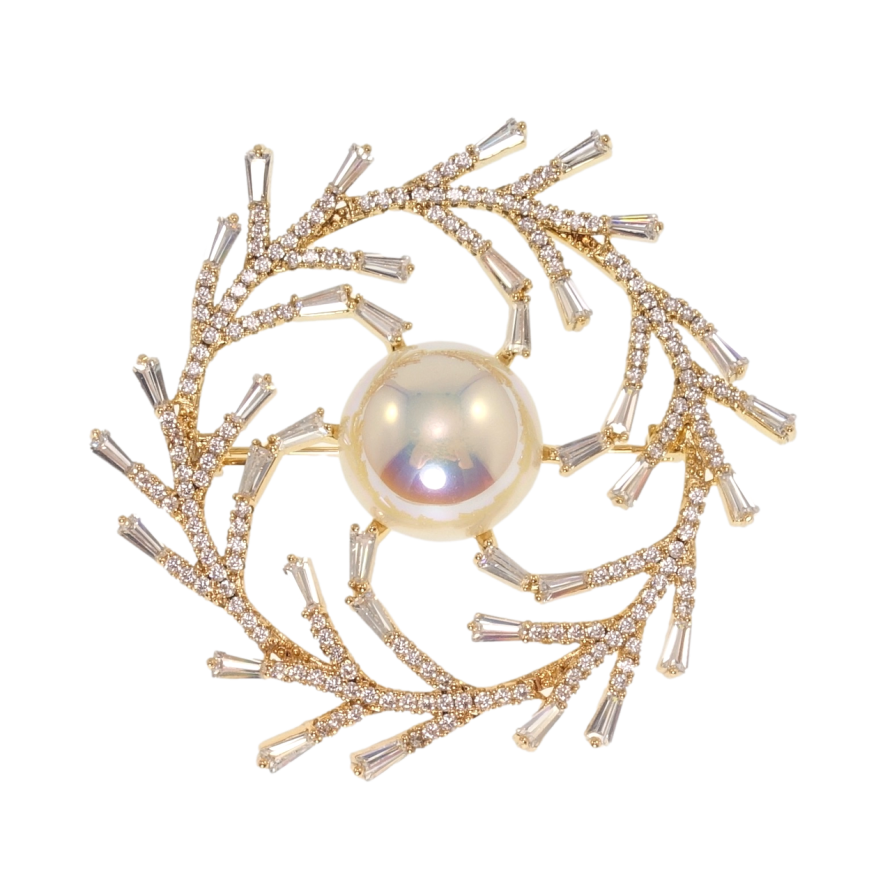 Брошь-кулон Xuping Позолота 18K Инкрустация цирконием с жемчужиной фото №1 Брошь-кулон Xuping Позолота 18K Инкрустация цирконием с жемчужиной фото №1