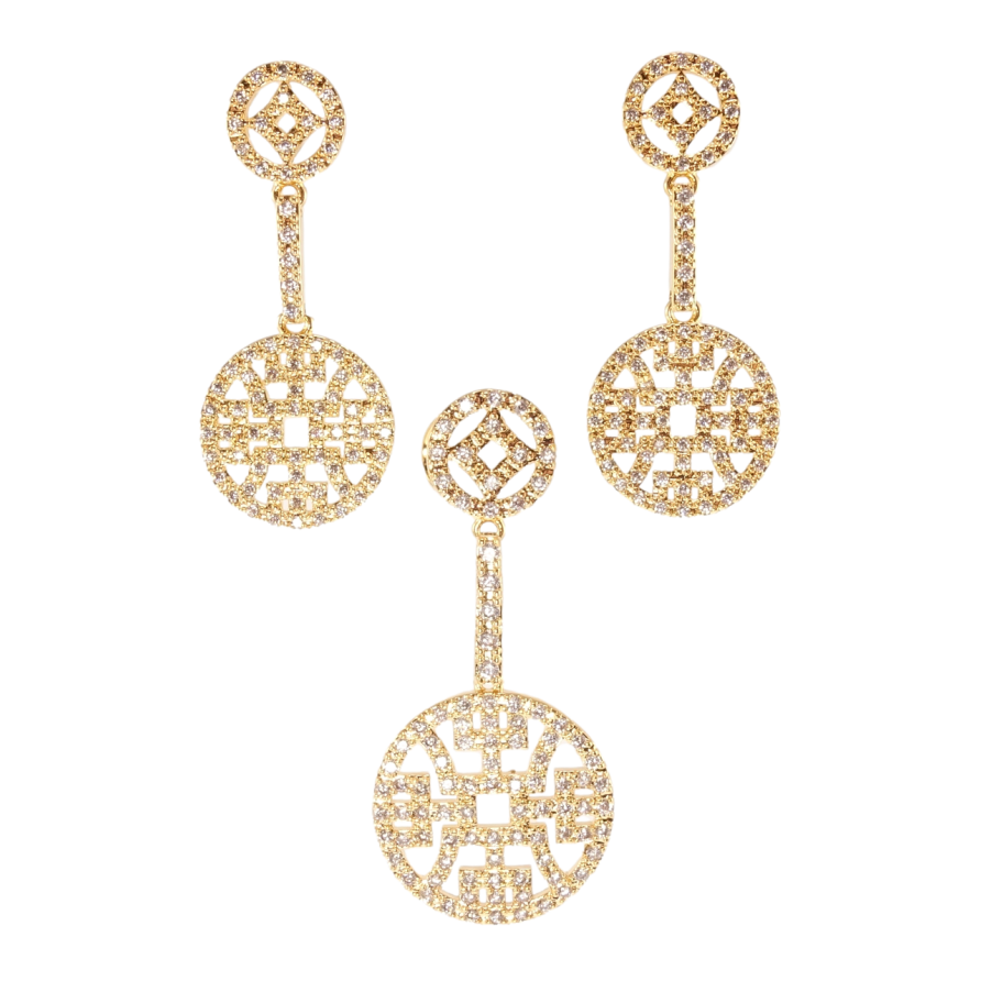 Набор Xuping Позолота 18K Серьги Кулон Декоративные подвески с цирконием фото №1