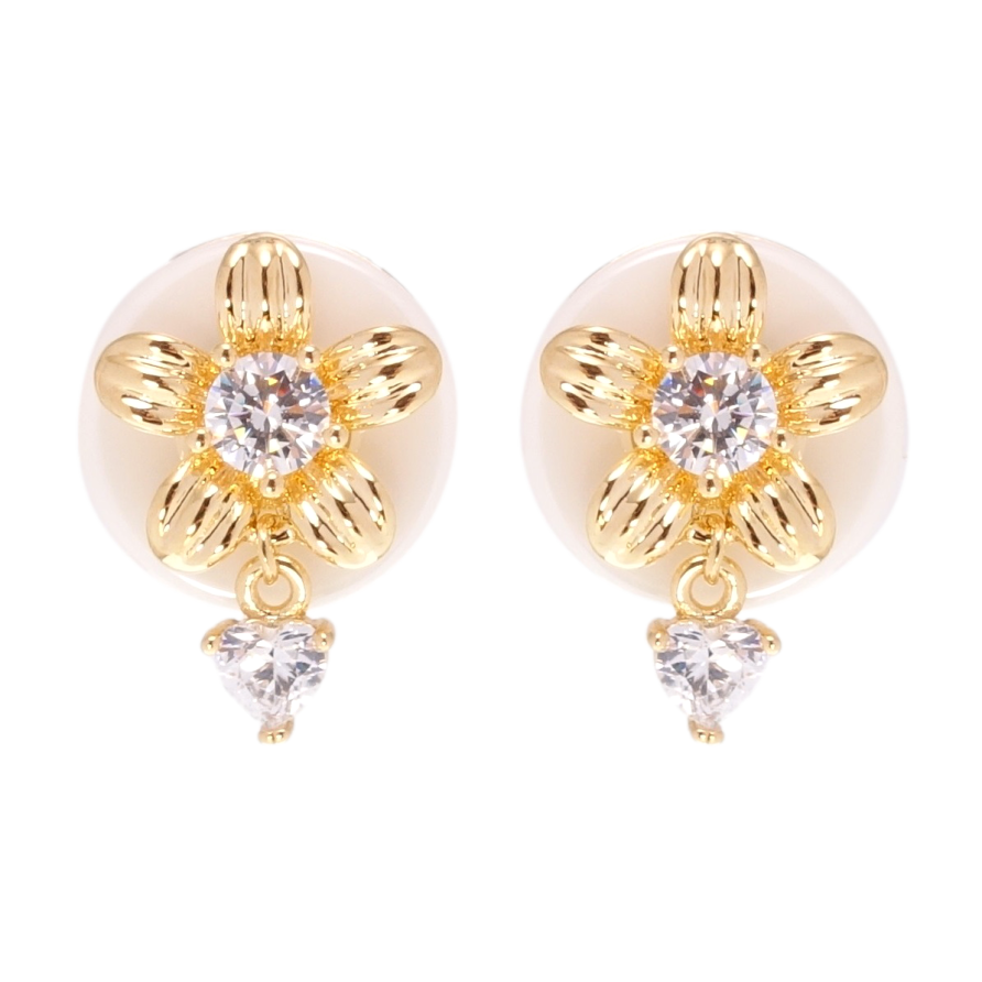 Сережки Xuping Позолота 18K пусети Квіточки на білій кераміці фото №1 Сережки Xuping Позолота 18K пусети Квіточки на білій кераміці фото №1