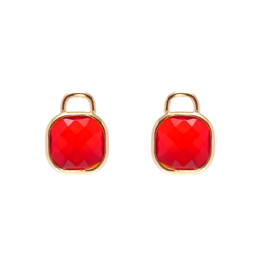 Серьги Xuping Позолота 18K пусеты Замочки красные фианиты фото №1
