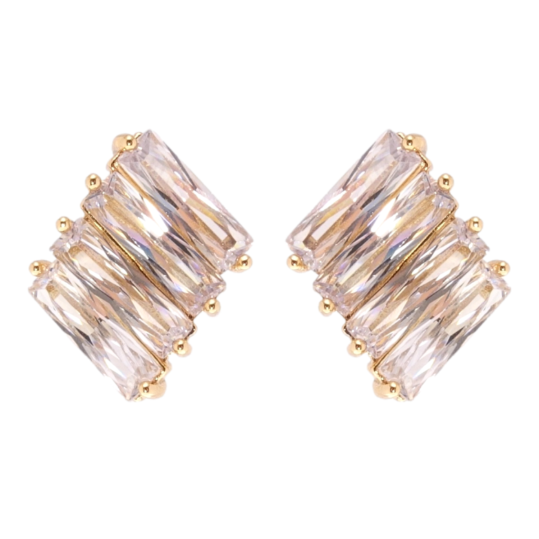 Серьги Xuping Позолота 18K пусеты Фианиты фото №1