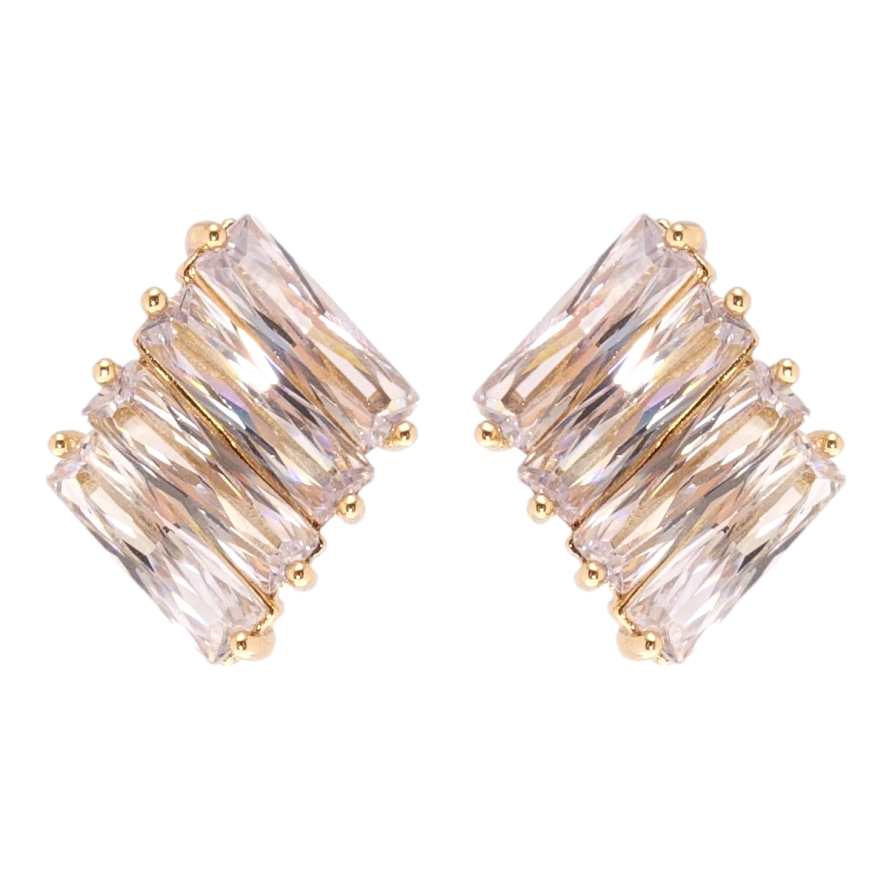 Серьги Xuping Позолота 18K пусеты Фианиты фото №1