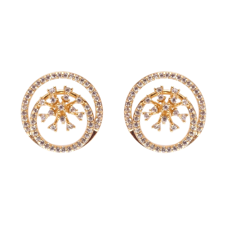 Сережки Xuping Позолота 18K пусети Інкрустація цирконій ø 14мм фото №2