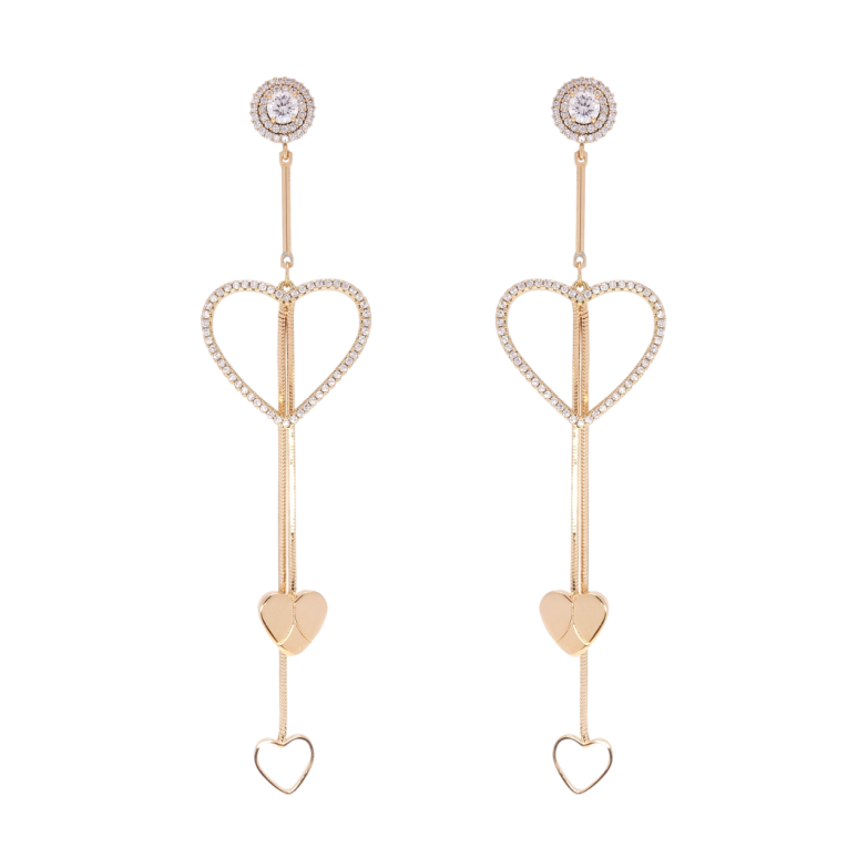 Серьги Xuping Позолота 18K пусеты Сердечки фото №1