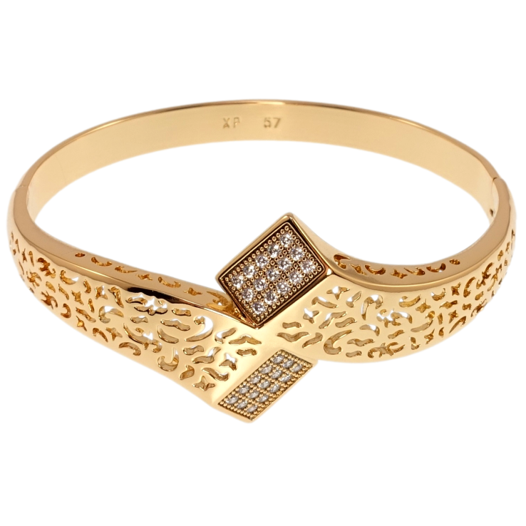 Браслет Xuping Позолота 18K Резной орнамент с цирконием ø 5,7см фото №4 Браслет Xuping Позолота 18K Резной орнамент с цирконием ø 5,7см фото №4