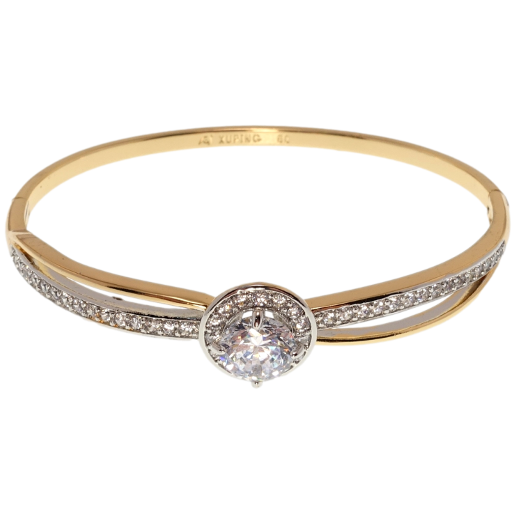 Браслет Xuping Позолота + Родий Инкрустация цирконием ø 6см фото №4