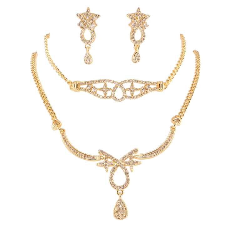 Набор Xuping M&L Цвет 18K Серьги Колье Браслет, размер КЛ 40-45см, БР 19-22см х 3мм фото №11