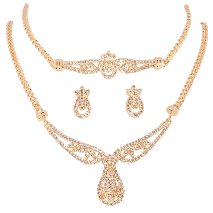 Набор Xuping M&L Цвет 18K Серьги Колье Браслет, размер КЛ 39,5-44,5см, БР 19-22см х 3мм фото №13