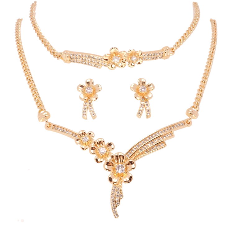 Набор Xuping M&L Цвет 18K Серьги Колье Браслет, размер КЛ 39-44,5см, БР 19-22,5см х 3мм фото №12