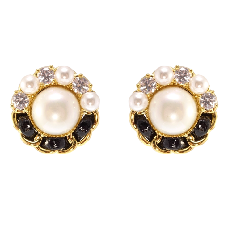 Сережки Xuping QQMM Позолота 14K пусети Перлинні каблучки з фіанітами фото №12