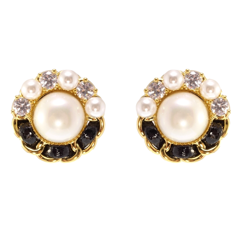 Сережки Xuping QQMM Позолота 14K пусети Перлинні каблучки з фіанітами фото №1