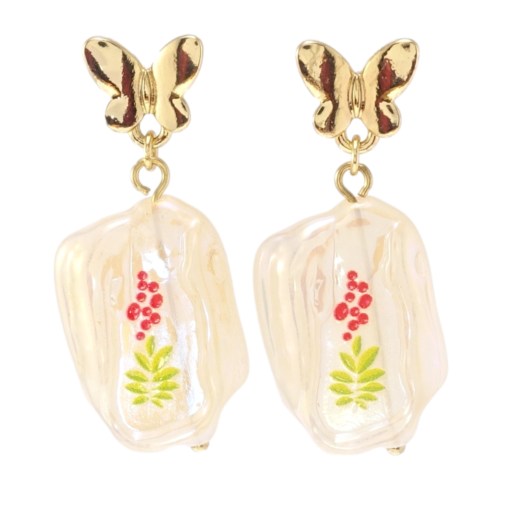 Сережки Xuping QQMM Позолота 14K пусети Метелики з підвісками із пластику на одну сторону фото №2 Сережки Xuping QQMM Позолота 14K пусети Метелики з підвісками із пластику на одну сторону фото №2