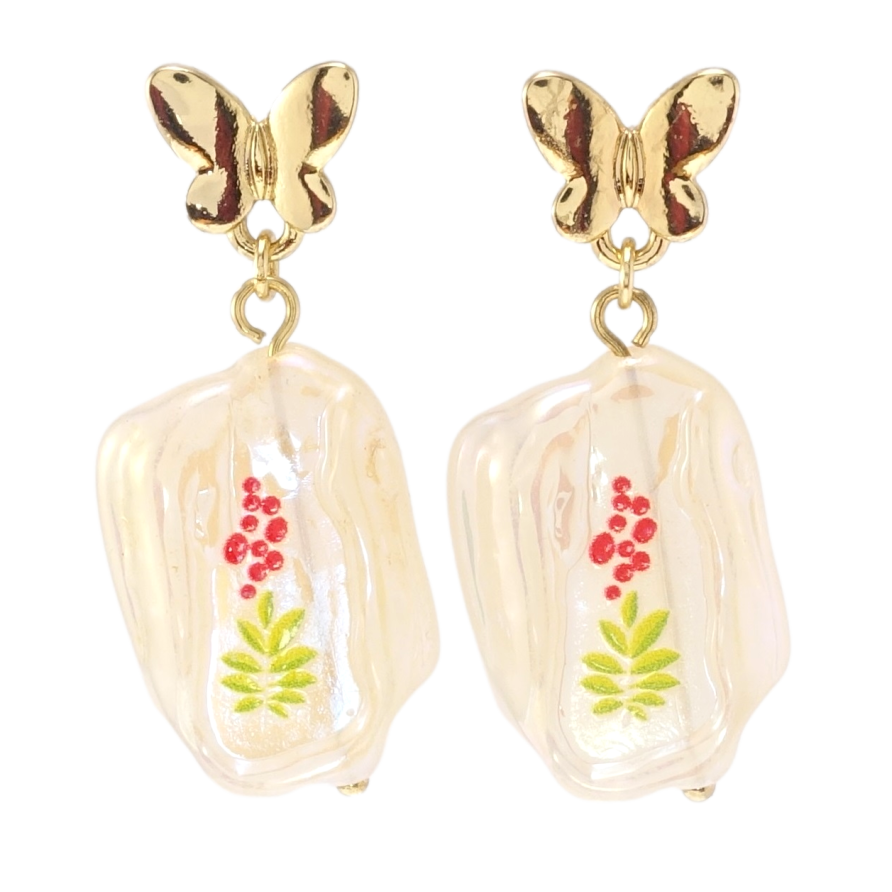 Сережки Xuping QQMM Позолота 14K пусети Метелики з підвісками із пластику на одну сторону фото №1 Сережки Xuping QQMM Позолота 14K пусети Метелики з підвісками із пластику на одну сторону фото №1