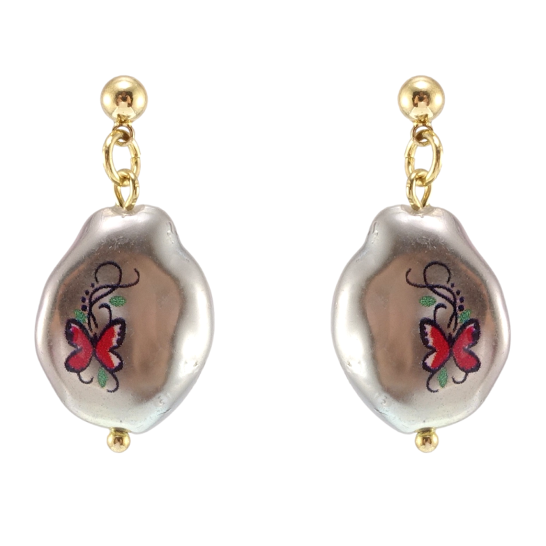 Сережки Xuping QQMM Позолота 14K пусети Підвіски із пластику з візерунком фото №1 Сережки Xuping QQMM Позолота 14K пусети Підвіски із пластику з візерунком фото №1