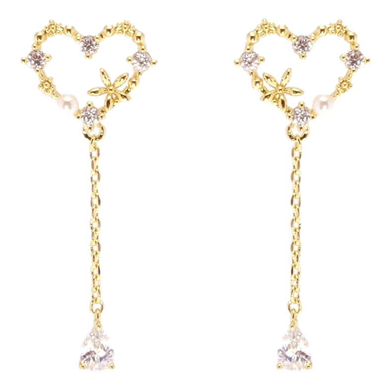 Сережки Xuping QQMM Позолота 14K пусети Сердечки фото №1