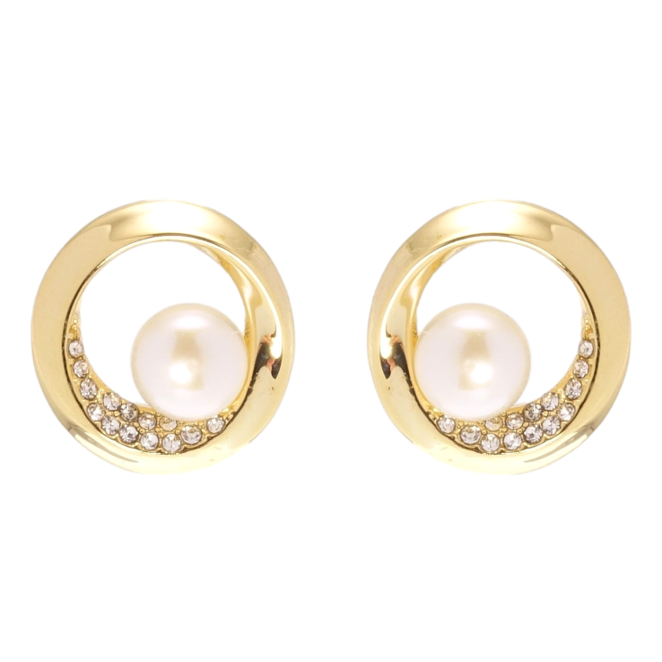 Сережки Xuping QQMM Позолота 14K пусети колечки з перлами та цирконієм фото №20 Сережки Xuping QQMM Позолота 14K пусети колечки з перлами та цирконієм фото №20