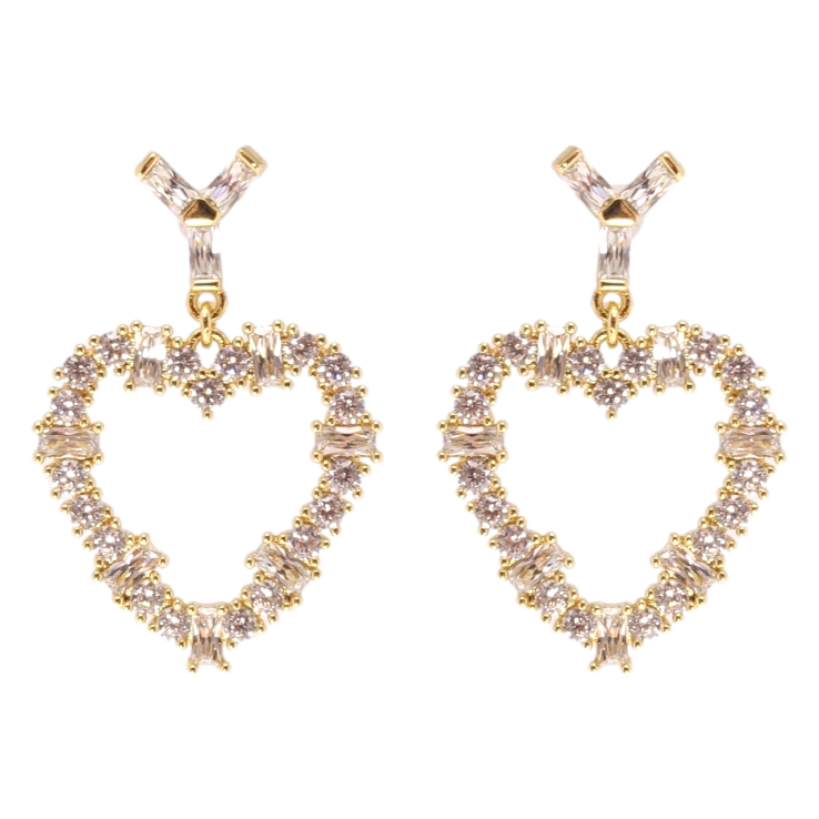 Сережки Xuping QQMM Позолота 14K пусети Серце інкрустація цирконієм фото №24