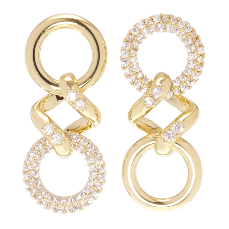 Серьги Xuping QQMM Позолота 14K пусеты Ассиметричные подвески с цирконием фото №3 Серьги Xuping QQMM Позолота 14K пусеты Ассиметричные подвески с цирконием фото №3