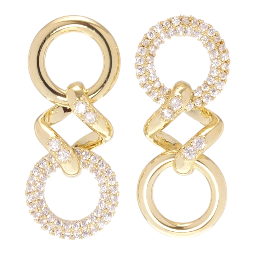 Сережки Xuping QQMM Позолота 14K пусети Асиметричні підвіски з цирконієм фото №1