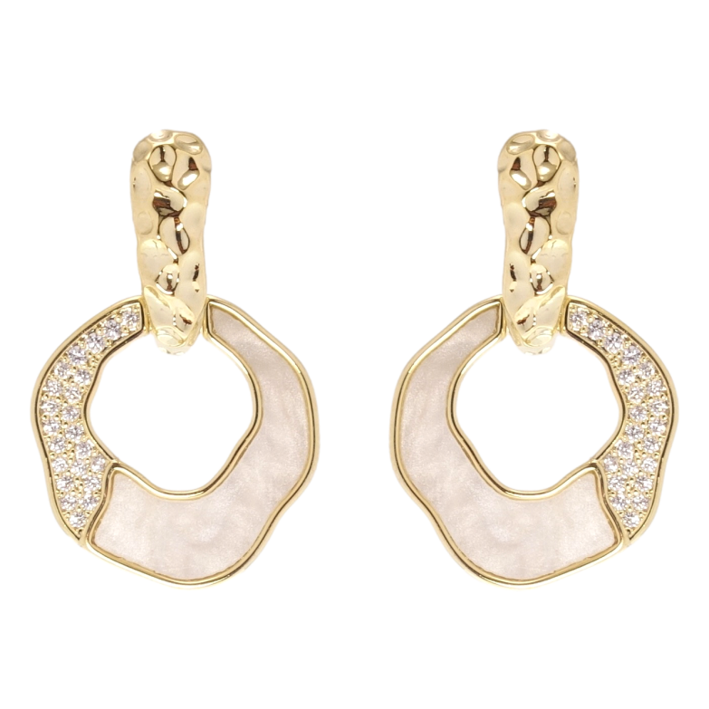 Серьги Xuping QQMM Позолота 14K пусеты Колечки с перламутровыми вставками и цирконием фото №1 Серьги Xuping QQMM Позолота 14K пусеты Колечки с перламутровыми вставками и цирконием фото №1