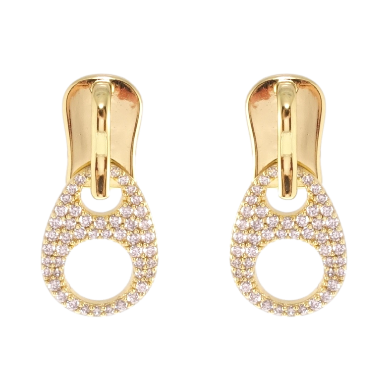 Серьги Xuping QQMM Позолота 14K пусеты Замочки инкрустация цирконием фото №1