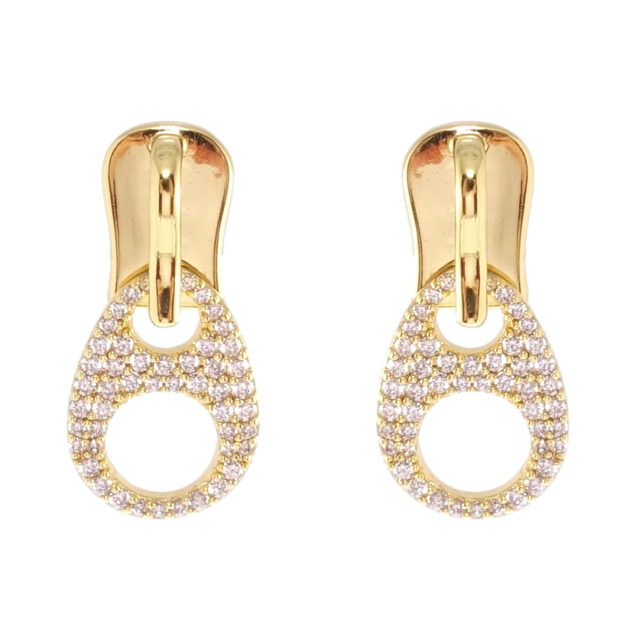 Серьги Xuping QQMM Позолота 14K пусеты Замочки инкрустация цирконием фото №1