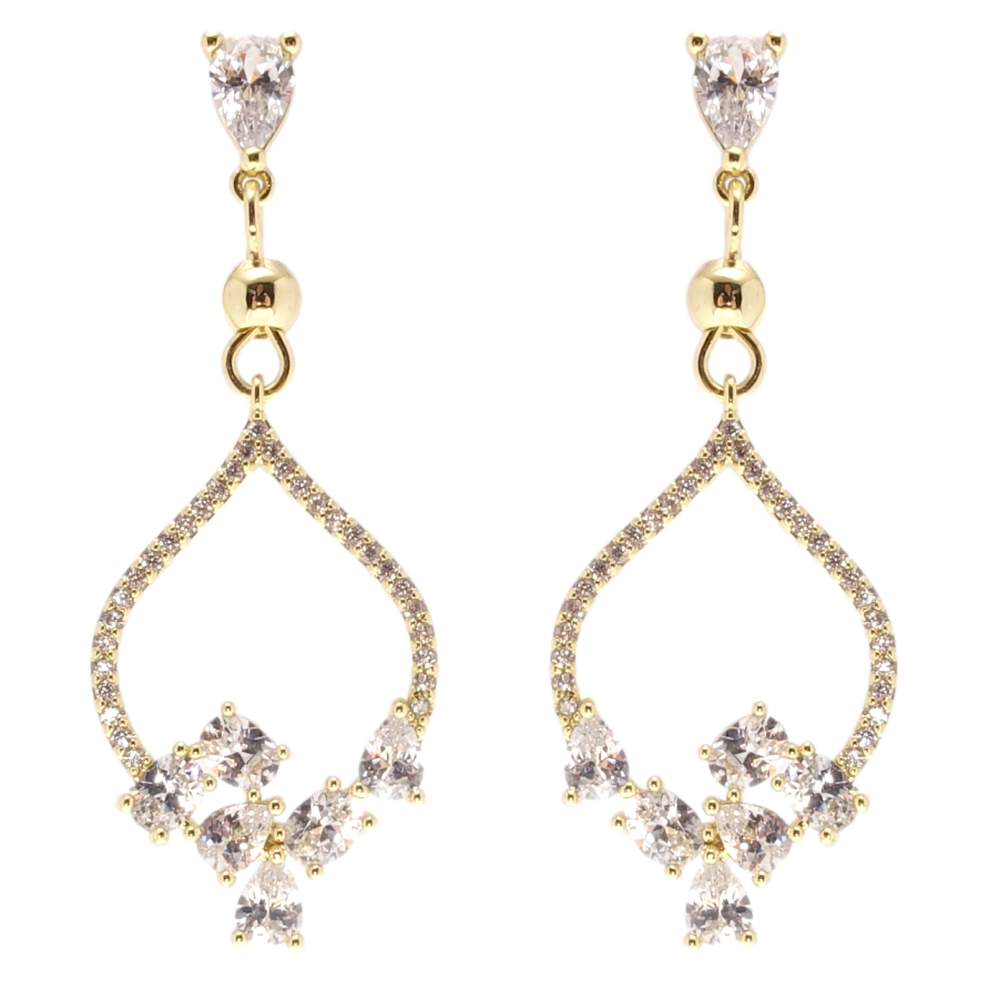 Серьги Xuping QQMM Позолота 14K пусеты Подвески инкрустация цирконием фото №1 Серьги Xuping QQMM Позолота 14K пусеты Подвески инкрустация цирконием фото №1