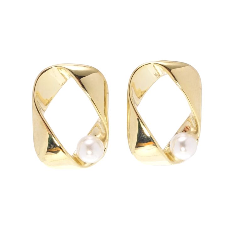 Сережки Xuping QQMM Позолота 14K пусети Фігурні з перлинами на один бік фото №20