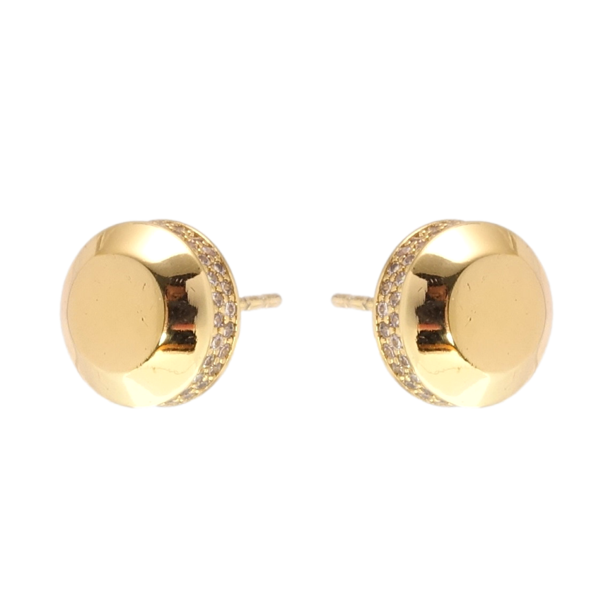 Сережки Xuping QQMM Позолота 14K пусети Кола інкрустація цирконієм ø 10мм фото №1