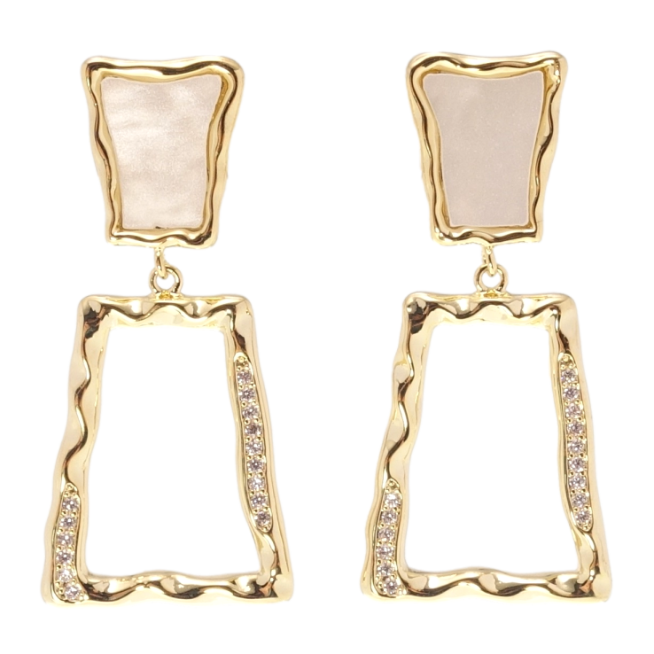 Сережки Xuping QQMM Позолота 14K пусети Перламутрові вставки на один бік фото №13