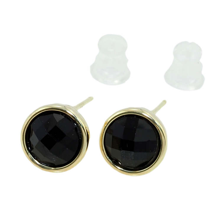 Сережки Xuping QQMM Позолота 14K пусети Чорні фіаніти ø 9мм фото №15