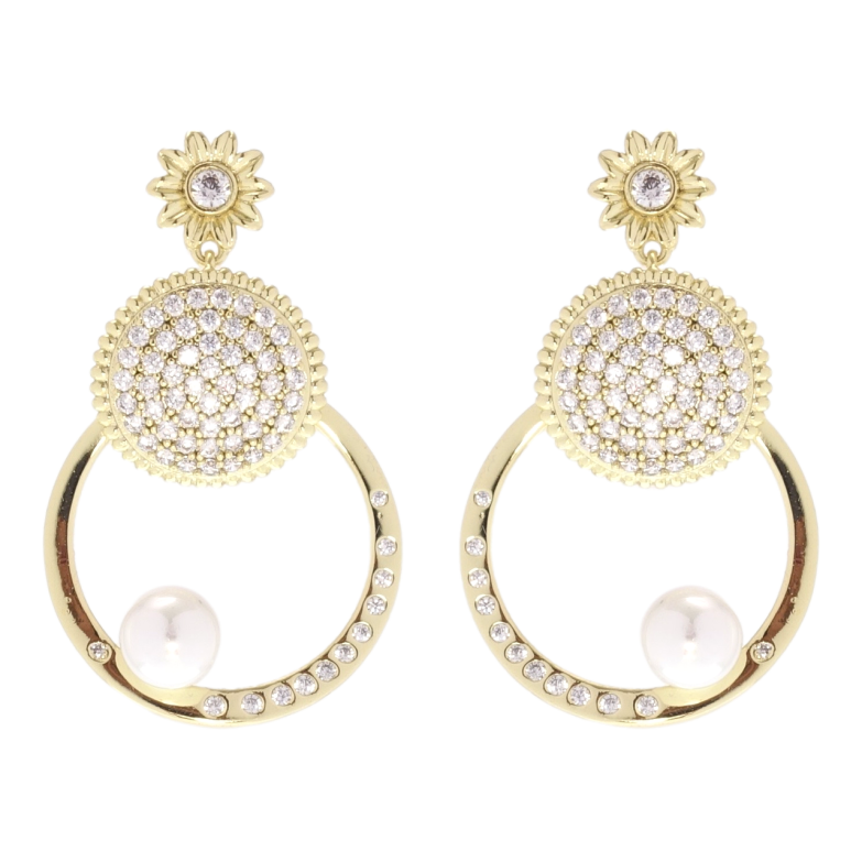 Сережки Xuping QQMM Позолота 14K пусети Підвіски інкрустація цирконієм фото №1