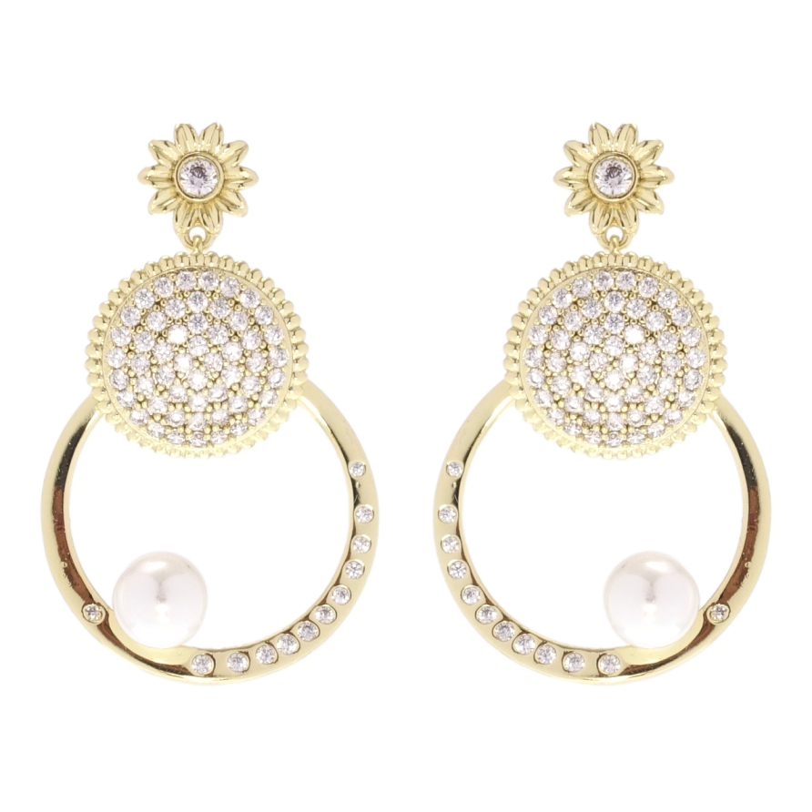 Сережки Xuping QQMM Позолота 14K пусети Підвіски інкрустація цирконієм фото №1