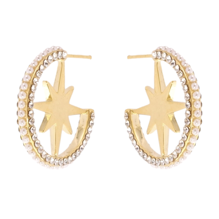 Сережки Xuping QQMM Позолота 14K пусети Зірки інкрустація цирконієм та перлами фото №12 Сережки Xuping QQMM Позолота 14K пусети Зірки інкрустація цирконієм та перлами фото №12