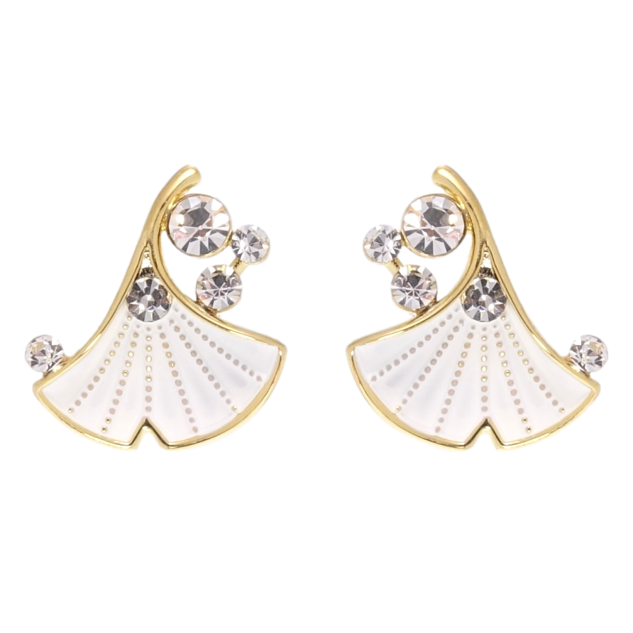 Сережки Xuping QQMM Позолота 14K пусети Листики з цирконієм фото №1 Сережки Xuping QQMM Позолота 14K пусети Листики з цирконієм фото №1