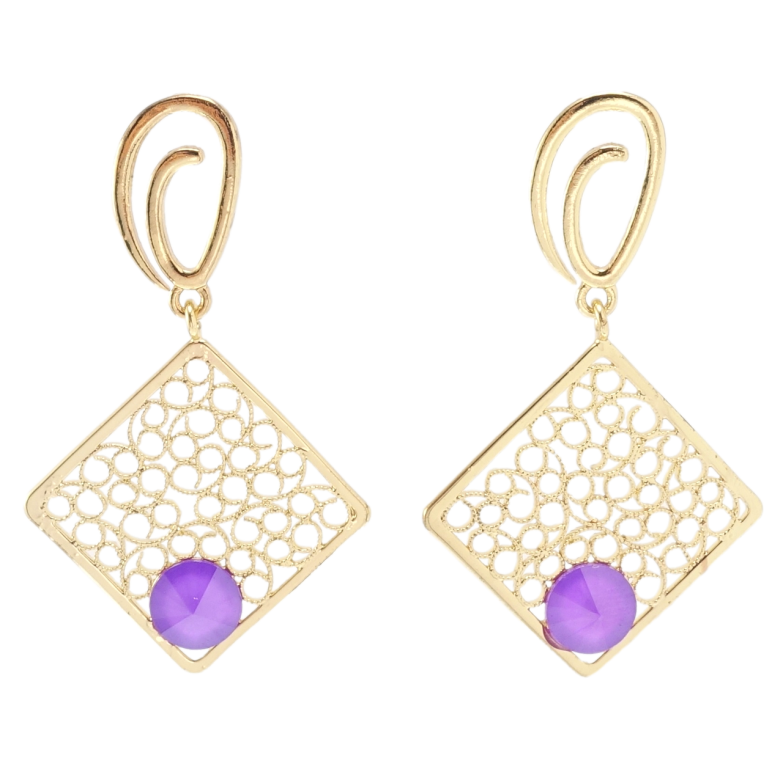 Сережки Xuping QQMM Позолота 14K пусети Ажурні підвіски фіанітами фото №1 Сережки Xuping QQMM Позолота 14K пусети Ажурні підвіски фіанітами фото №1