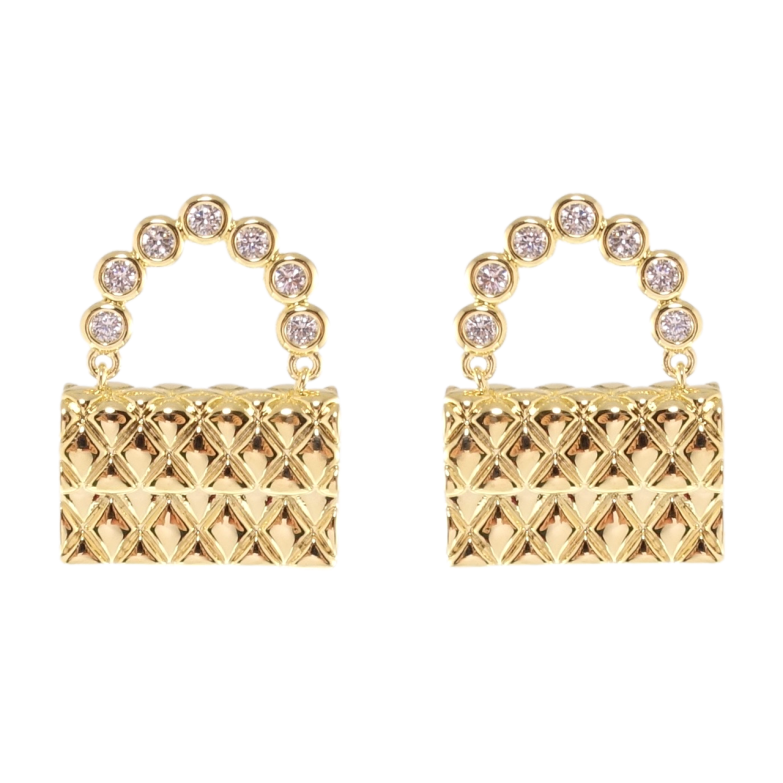 Сережки Xuping QQMM Позолота 14K пусети Сумочки фото №1