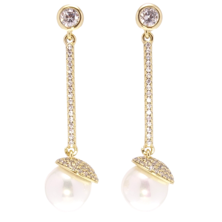 Сережки Xuping QQMM Позолота 14K пусети Перлинні підвіски фото №11