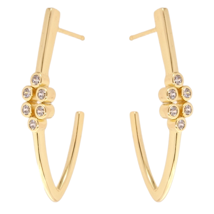 Сережки Xuping QQMM Позолота 14K пусети Скоби з цирконієм фото №23