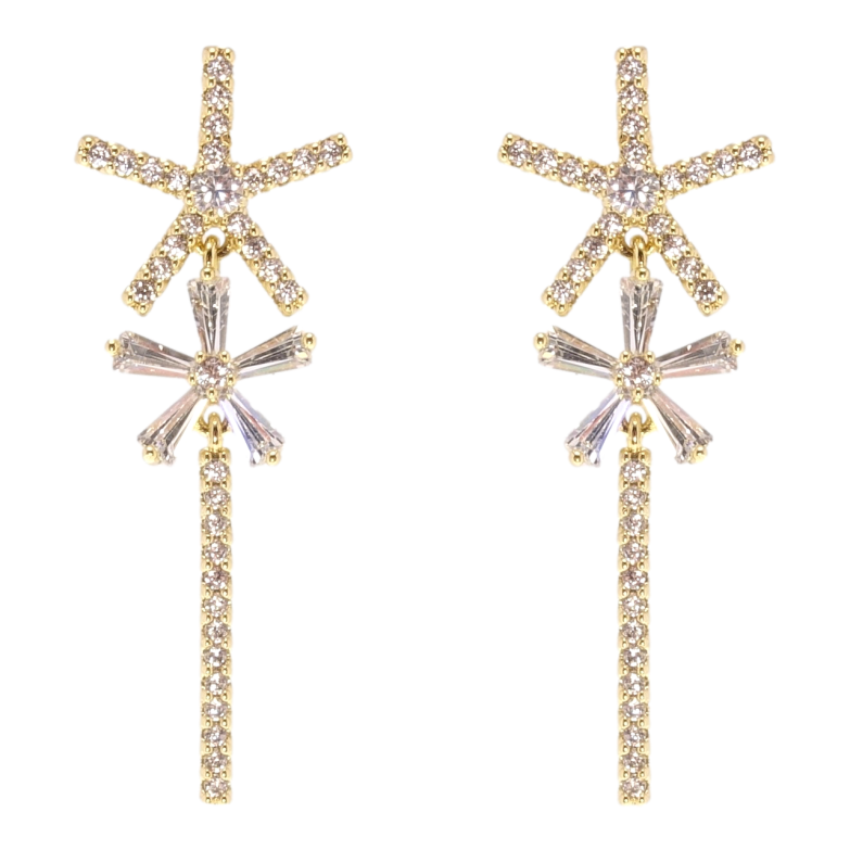 Серьги Xuping QQMM Позолота 14K пусеты Звездочки инкрустация цирконием фото №1 Серьги Xuping QQMM Позолота 14K пусеты Звездочки инкрустация цирконием фото №1