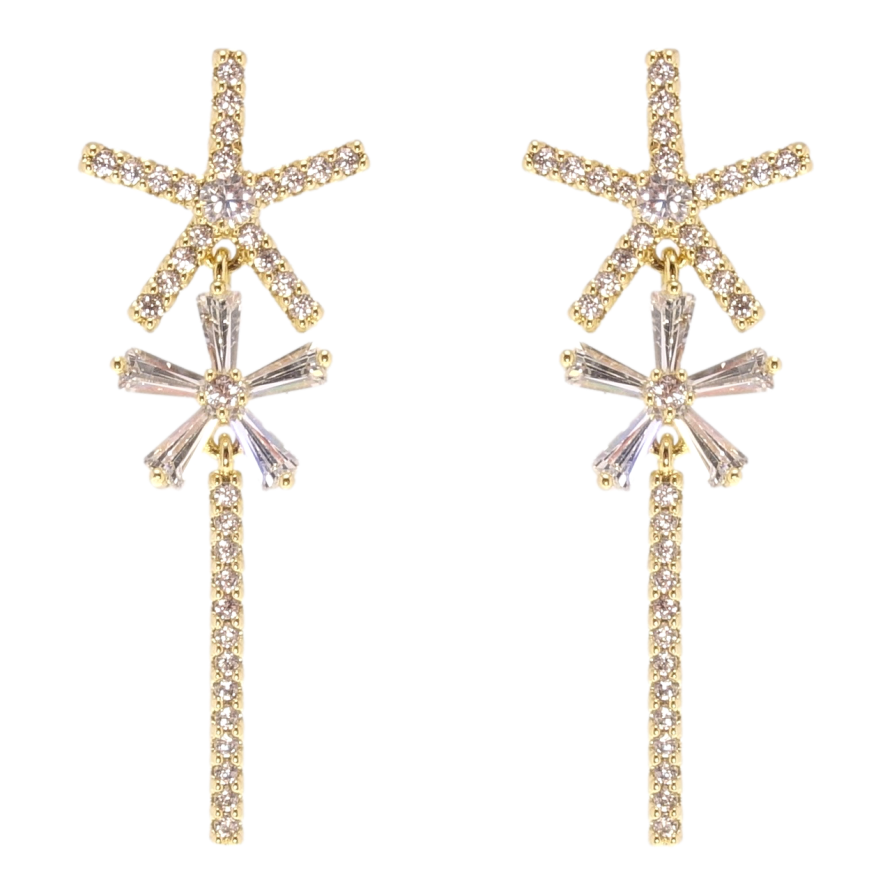 Серьги Xuping QQMM Позолота 14K пусеты Звездочки инкрустация цирконием фото №1 Серьги Xuping QQMM Позолота 14K пусеты Звездочки инкрустация цирконием фото №1