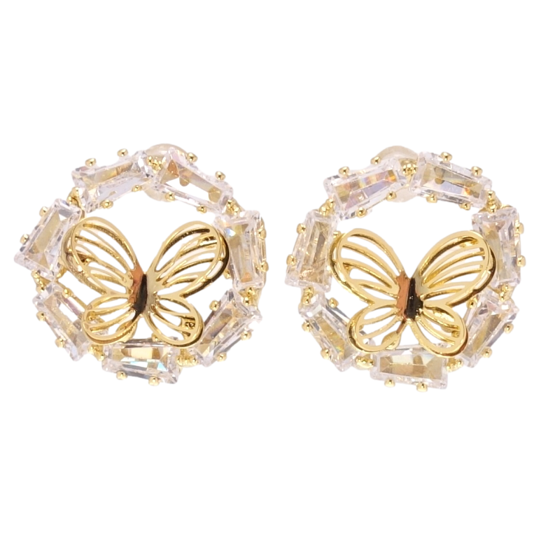 Серьги Xuping QQMM Позолота 14K пусеты Бабочки фото №1