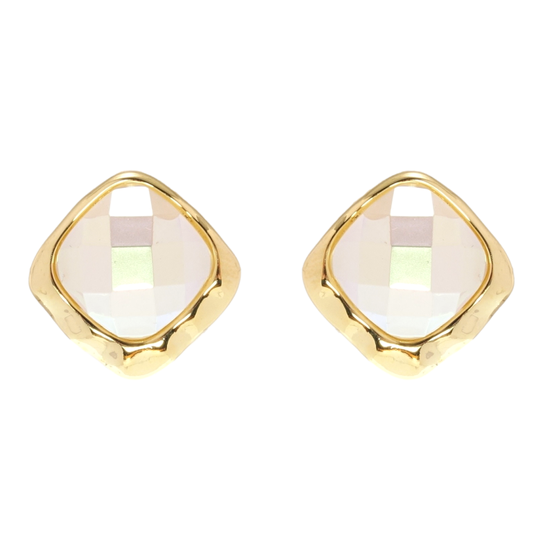 Сережки Xuping QQMM Позолота 14K пусети Ромби з перламутровими вставками 18х18мм фото №2