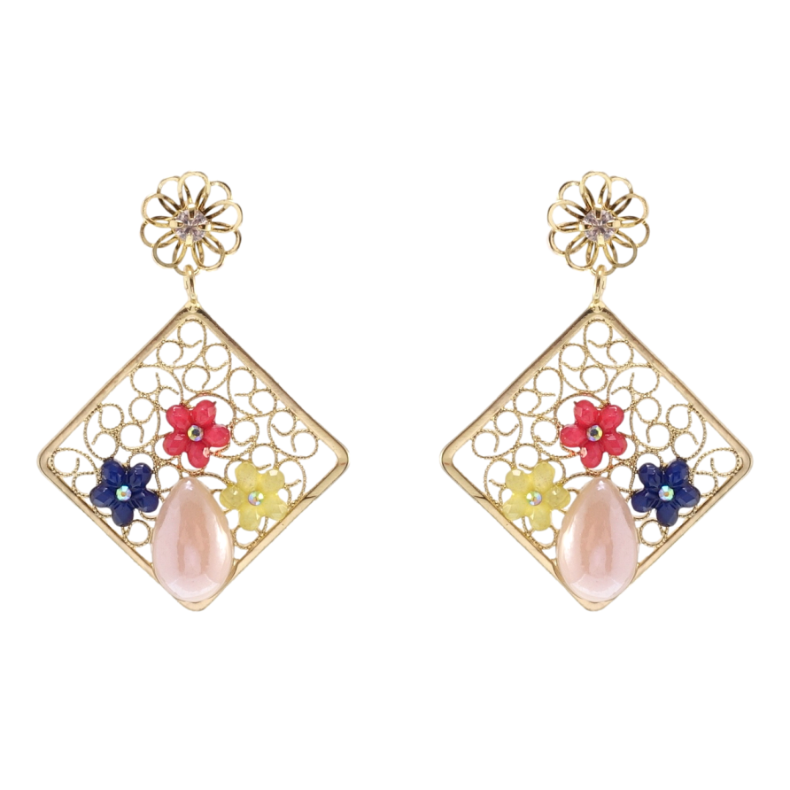 Сережки Xuping QQMM Позолота 14K пусети Ажурні підвіски з квітковим візерунком фото №1 Сережки Xuping QQMM Позолота 14K пусети Ажурні підвіски з квітковим візерунком фото №1