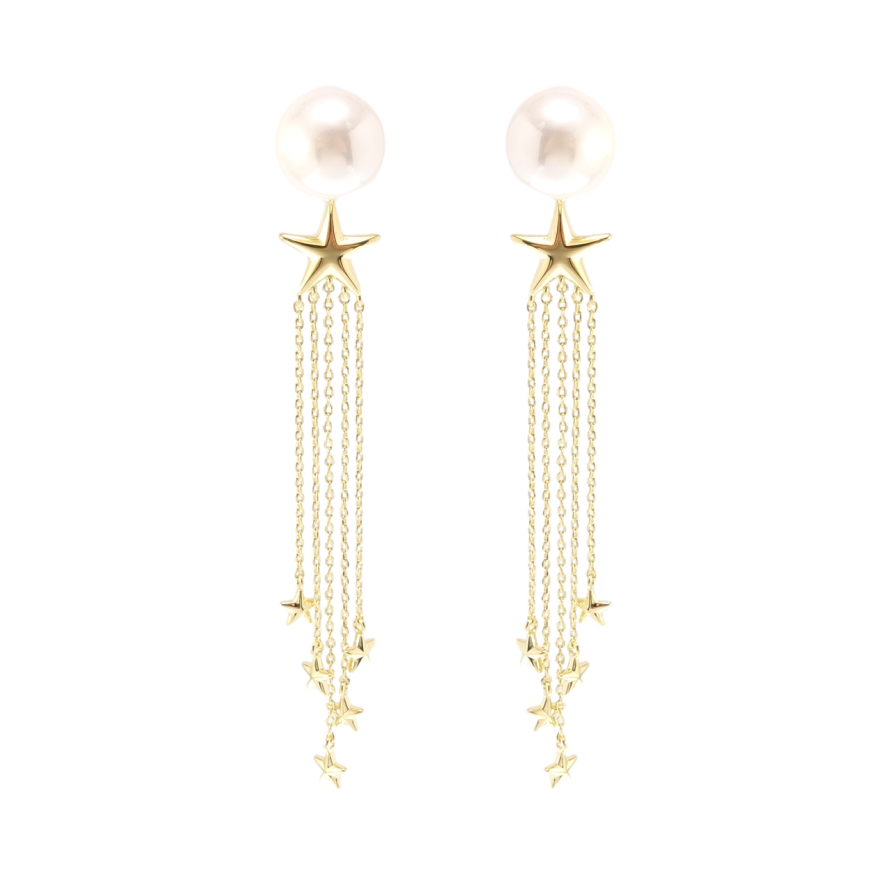 Серьги Xuping QQMM Позолота 14K пусеты Звездные подвески с жемчугом ø 12мм фото №1 Серьги Xuping QQMM Позолота 14K пусеты Звездные подвески с жемчугом ø 12мм фото №1