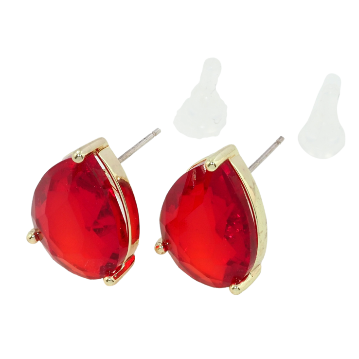 Сережки Xuping QQMM Позолота 14K пусети Червоні фіаніти фото №16